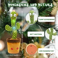 Dancing Cactus Toy Kids Talking Singing Wriggle Children Plush Electronic Toys Baby Voice Recording Repeats What You Say LED Lights Gift (Cactus Toy)-thumb1