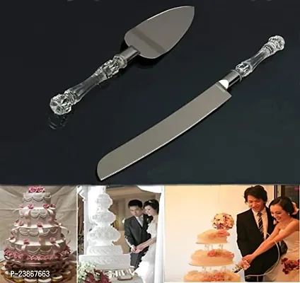 3 Piece Stainless Steel Cake Knife, Server Set And Pizza Cutter With Elegant Handle-thumb0