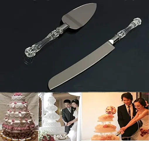 Sajani Stainless Steel Cake Knife and Server Set with Acrylic Handle(Set of 2)