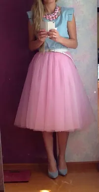 Soft Net Tutu Skirt For Women-Light Pink-thumb1