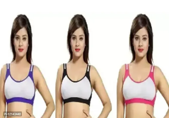 Classic Cotton Blend Solid Bra For Women Pack Of 3