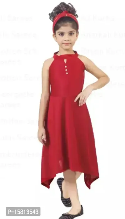 Fabulous Red Cotton Blend  Frocks For Girls