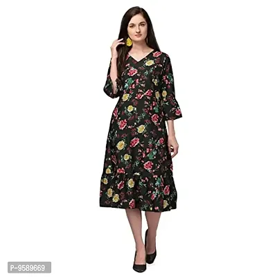 Lakaala Women's Tunic Midi Dress (SP-2_Black_L)