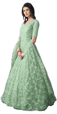 Lakaala Women's Semi-Stitched Fully Embroidered Dresses (Light Green, 4XL)-thumb2