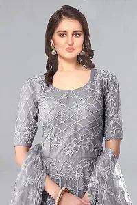 Stylish Silver Net Ethnic Gowns For Women-thumb2