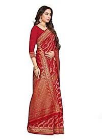 Vaani Creation Women's Art Silk Saree with Blouse Piece (red)-thumb2