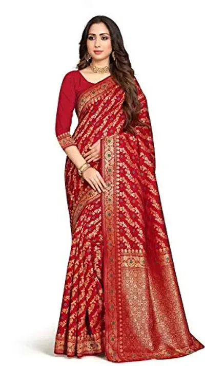 Vaani Creation Women's Art Silk Saree with Blouse Piece (red)