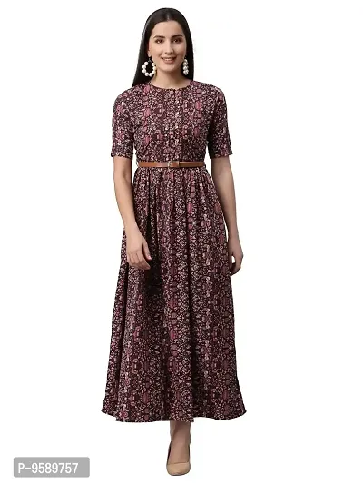 AAYU Women's Maxi Dress (AA#0119 -MAUVE BOHO LONG DRESS(M)_Black_M)