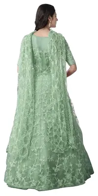 Lakaala Women's Semi-Stitched Fully Embroidered Dresses (Light Green, 4XL)-thumb1