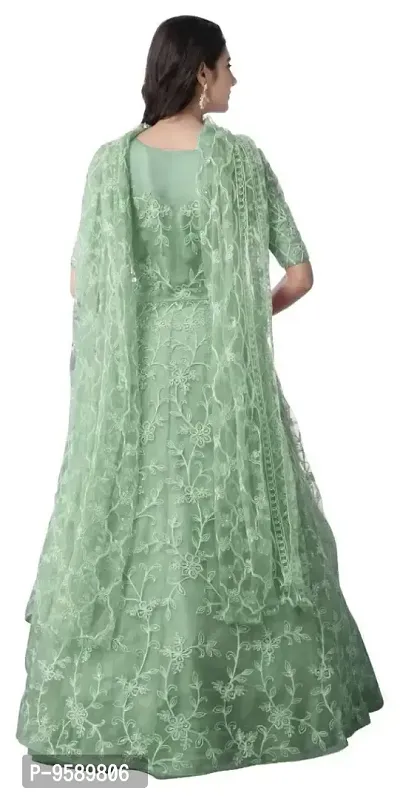 Lakaala Women's Semi-Stitched Fully Embroidered Dresses (Light Green, 4XL)-thumb2