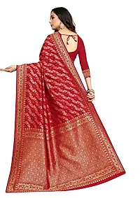 Vaani Creation Women's Art Silk Saree with Blouse Piece (red)-thumb3