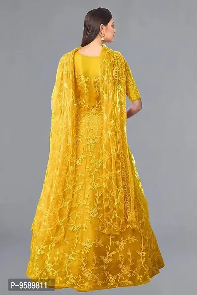 Lakaala Women's Semi-Stitched Fully Embroidered Dresses (Yellow, 4XL)-thumb2