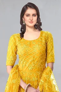 Lakaala Women's Semi-Stitched Fully Embroidered Dresses (Yellow, 4XL)-thumb3