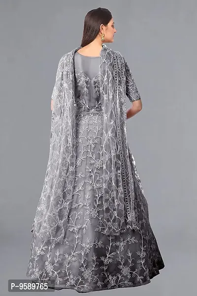 Stylish Silver Net Ethnic Gowns For Women-thumb2