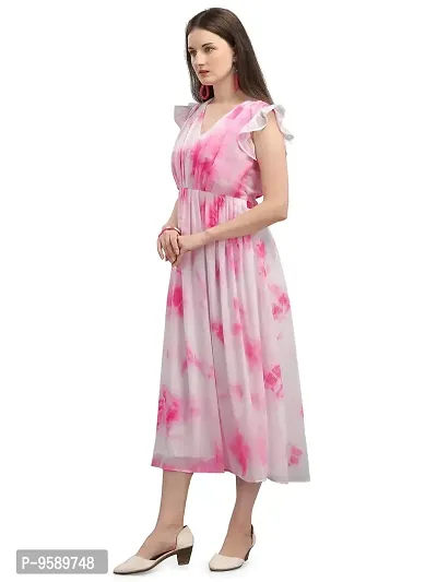 Lakaala Classy Tie and Dye Printed Dresses (Pink, Small)-thumb3