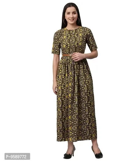 AAYU Women's Knee-Length Dress (BOHO LONG DRESS_Pink, Yellow_S)
