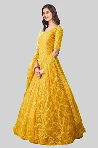 Lakaala Women's Semi-Stitched Fully Embroidered Dresses (Yellow, 4XL)-thumb2