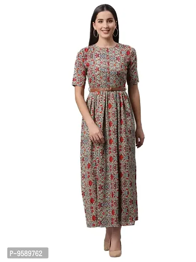 AAYU Women's Knee-Length Dress (BOHO LONG DRESS_Green_XL)