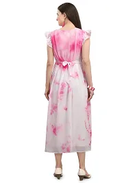 Lakaala Classy Tie and Dye Printed Dresses (Pink, Small)-thumb1