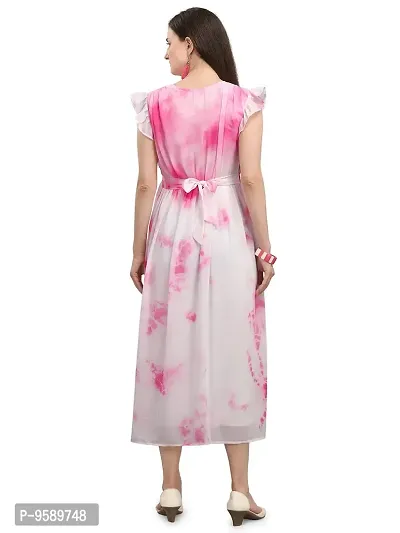 Lakaala Classy Tie and Dye Printed Dresses (Pink, Small)-thumb2