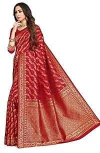 Vaani Creation Women's Art Silk Saree with Blouse Piece (red)-thumb1