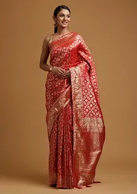 Stylish Silk Blend Saree With Blouse Piece For Women-thumb1