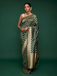 Stylish Silk Blend Saree With Blouse Piece For Women-thumb1