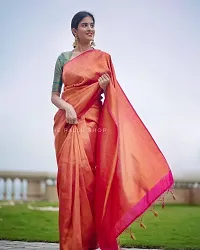 Stylish Silk Blend Saree With Blouse Piece For Women-thumb1