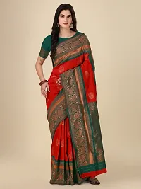 Stylish Silk Blend Saree With Blouse Piece For Women-thumb1