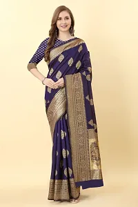 Stylish Silk Blend Saree With Blouse Piece For Women-thumb1