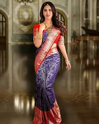 Stylish Silk Blend Saree With Blouse Piece For Women-thumb1