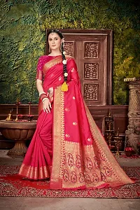 Stylish Silk Blend Saree With Blouse Piece For Women-thumb1