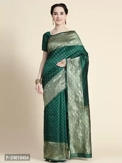 Stylish Silk Blend Saree With Blouse Piece For Women-thumb2