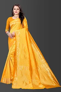 Stylish Silk Blend Saree With Blouse Piece For Women-thumb1