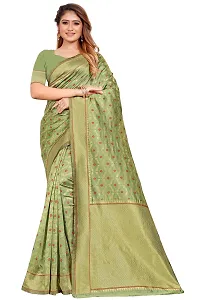 Stylish Silk Blend Saree With Blouse Piece For Women-thumb1