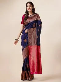 Stylish Silk Blend Saree With Blouse Piece For Women-thumb1