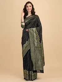 Stylish Silk Blend Saree With Blouse Piece For Women-thumb1