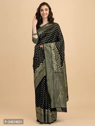 Stylish Silk Blend Saree With Blouse Piece For Women-thumb2