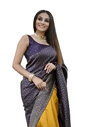 Stylish Silk Blend Saree With Blouse Piece For Women-thumb1