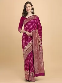 Stylish Silk Blend Saree With Blouse Piece For Women-thumb1