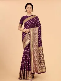 Stylish Silk Blend Saree With Blouse Piece For Women-thumb1