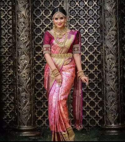 Sttylish Women Silk Blend Saree with Blouse Piece