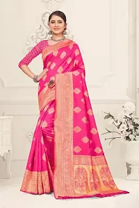 Stylish Silk Blend Saree With Blouse Piece For Women-thumb1