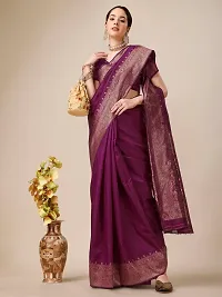 Stylish Silk Blend Saree With Blouse Piece For Women-thumb1