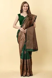 Stylish Silk Blend Saree With Blouse Piece For Women-thumb1