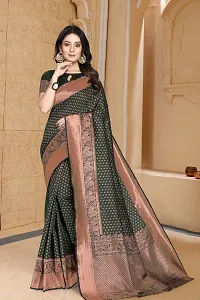 Stylish Silk Blend Saree With Blouse Piece For Women-thumb1