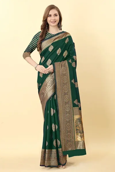 Alluring Silk Blend Saree with Blouse piece 