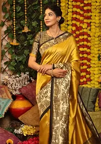 Stylish Silk Blend Saree With Blouse Piece For Women-thumb1