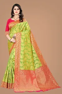 Stylish Silk Blend Saree With Blouse Piece For Women-thumb1