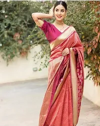 Stylish Silk Blend Saree With Blouse Piece For Women-thumb1